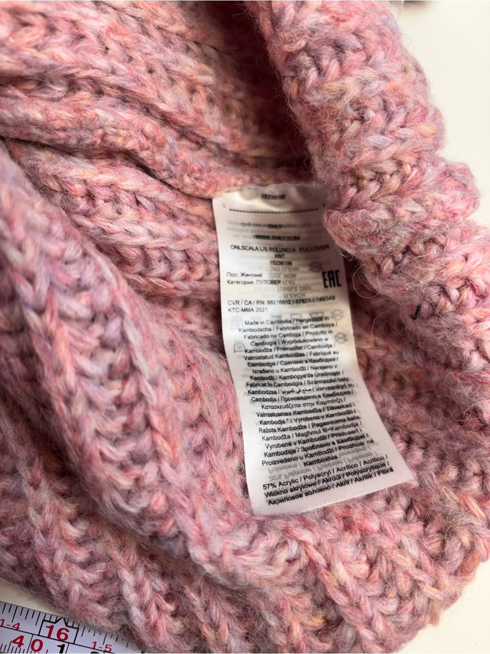 Only Ribbed Cowl Turtleneck Sweater in Dusty Rose NWT - Picture 5 of 6